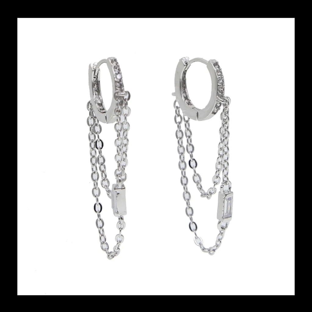 Silver Tassel Hoop Earrings 44$